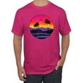 thumbnail image 1 of Wild Bobby, Tropical Paradise Beach Sunset, Streetwear, Men Graphic Tees, Fuschia, Large, 1 of 3
