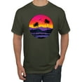 thumbnail image 1 of Wild Bobby, Tropical Paradise Beach Sunset, Streetwear, Men Graphic Tees, Military Green, 5XL, 1 of 3