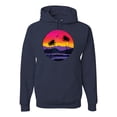 thumbnail image 1 of Wild Bobby, Tropical Paradise Beach Sunset, Streetwear, Unisex Graphic Hoodie Sweatshirt, Navy, Medium, 1 of 3