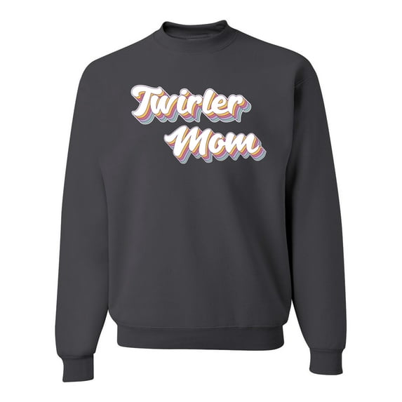Wild Bobby Twirler Mom Girl Sports Unisex Crewneck Graphic Sweatshirt, Charcoal, XX-Large