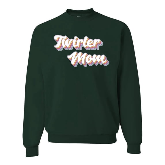 Wild Bobby Twirler Mom Girl Sports Unisex Crewneck Graphic Sweatshirt, Forest Green, Large