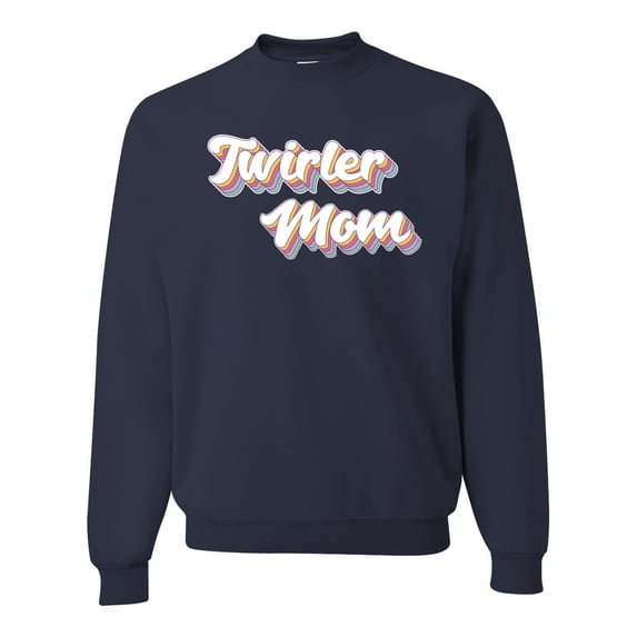 Wild Bobby Twirler Mom Girl Sports Unisex Crewneck Graphic Sweatshirt, Navy, 3X-Large