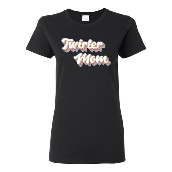 Wild Bobby Twirler Mom Girl Sports Women Graphic Tee, Black, Large