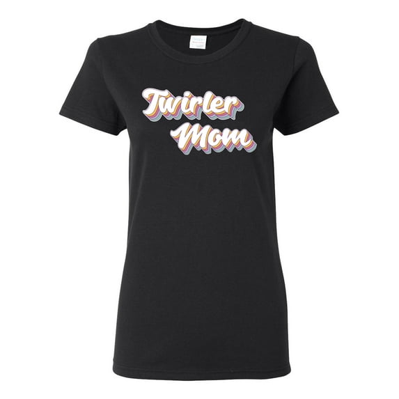 Wild Bobby Twirler Mom Girl Sports Women Graphic Tee, Black, Medium
