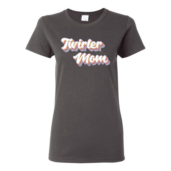 Wild Bobby Twirler Mom Girl Sports Women Graphic Tee, Charcoal, Small