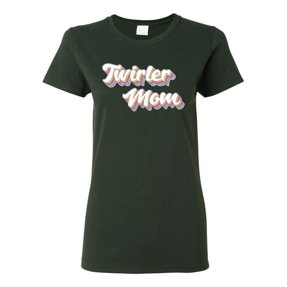 Wild Bobby Twirler Mom Girl Sports Women Graphic Tee, Forest Green, X-Large
