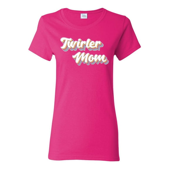 Wild Bobby Twirler Mom Girl Sports Women Graphic Tee, Fuschia, Medium