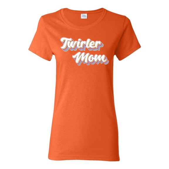Wild Bobby Twirler Mom Girl Sports Women Graphic Tee, Orange, Medium
