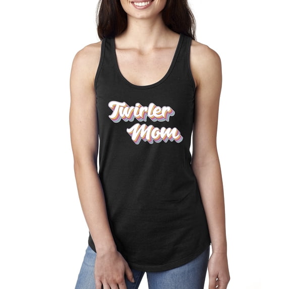 Wild Bobby Twirler Mom Girl Sports Women Racerback Tank Top, Black, Small