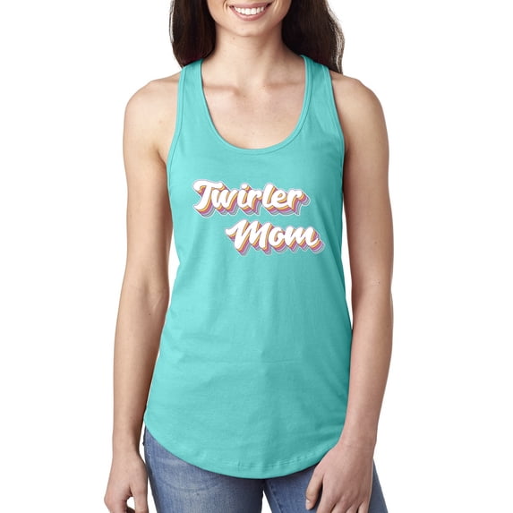 Wild Bobby Twirler Mom Girl Sports Women Racerback Tank Top, Tahiti Blue, Large