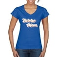 thumbnail image 1 of Wild Bobby Twirler Mom Girl Sports Women Standard V-Neck Tee, Royal, Small, 1 of 5