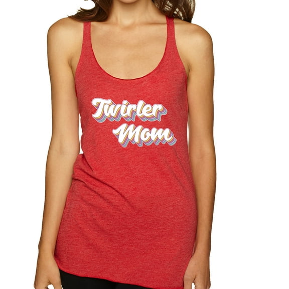 Wild Bobby Twirler Mom Girl Sports Women Tri-Blend Racerback Tank Top, Vintage Red, Small