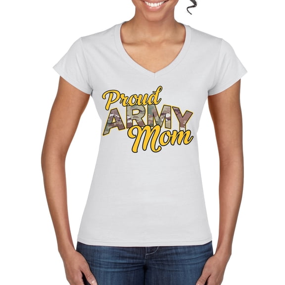 Wild Bobby U.S. Army Proud Mom Women Standard V-Neck Tee
