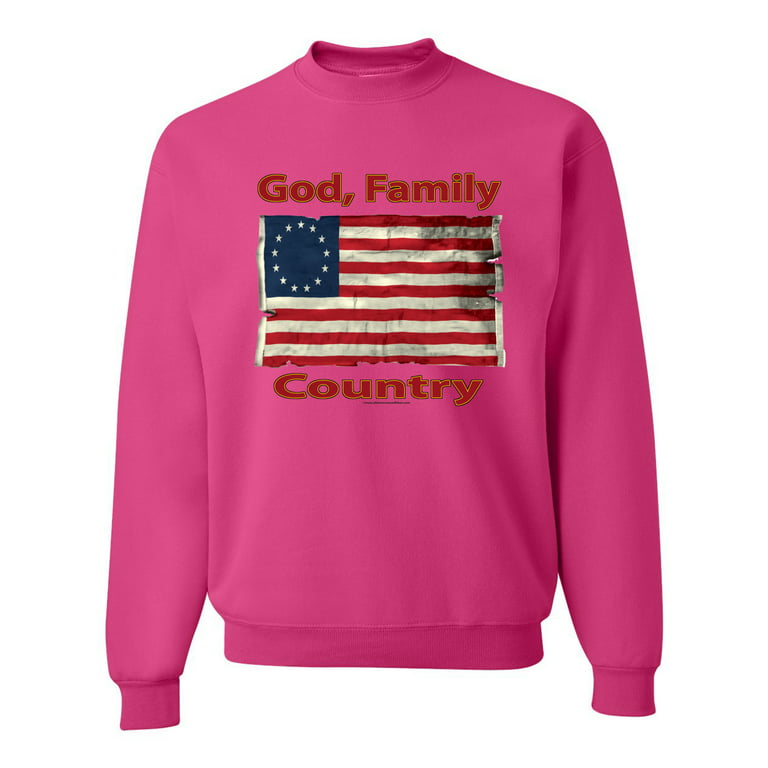 Women's Oversized US Flag Graphic Crew Sweater