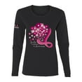 thumbnail image 1 of Wild Bobby US Flag Breast Cancer Awareness Flowers US Flag Breast Cancer Awareness Women Graphic Long Sleeve Tee, Black, Small, 1 of 5