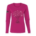 thumbnail image 1 of Wild Bobby US Flag Breast Cancer Awareness Pink Tree Words of Encouragement US Flag Breast Cancer Awareness Women Graphic Long Sleeve Tee, Fuschia, Small, 1 of 5