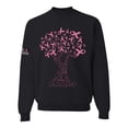 thumbnail image 1 of Wild Bobby US Flag Breast Cancer Awareness Pink Tree Words of Encouragement US Flag Breast Cancer Awareness Unisex Crewneck Sweatshirt, Black, Small, 1 of 5