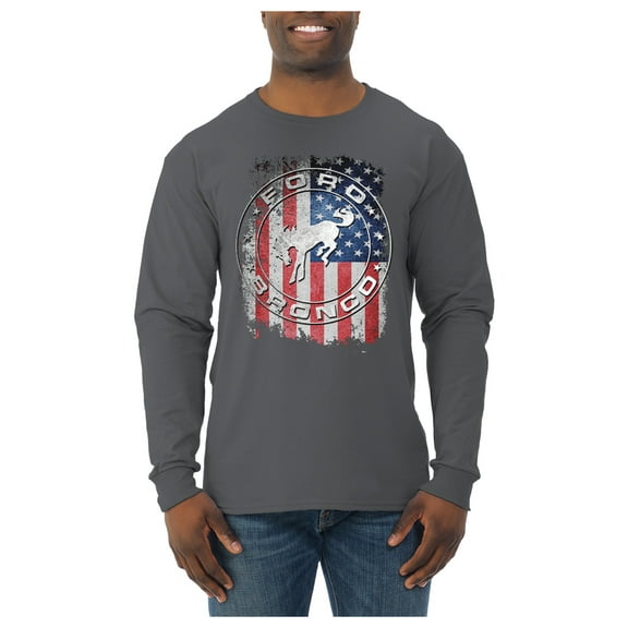 Wild Bobby US Flag Ford Bronco Men Long Sleeve Shirt