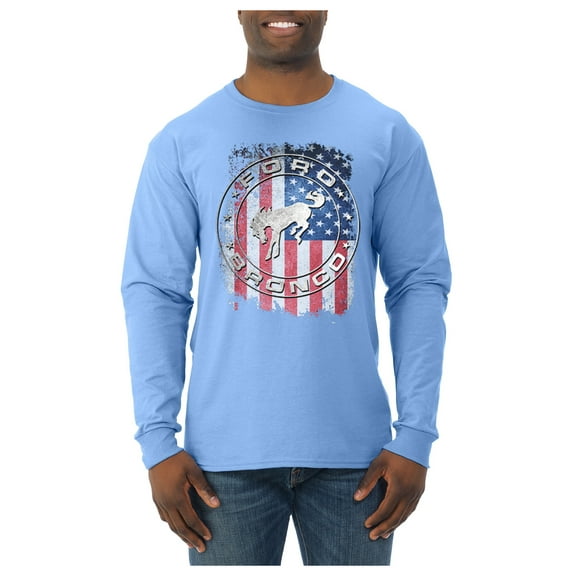 Wild Bobby US Flag Ford Bronco Men Long Sleeve Shirt
