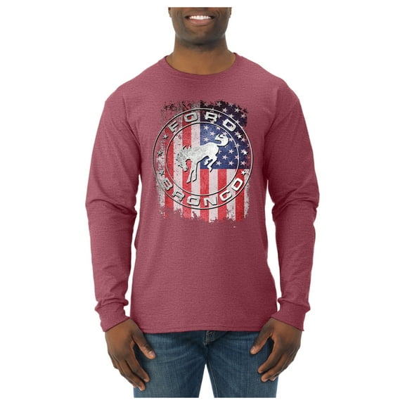 Wild Bobby US Flag Ford Bronco Men Long Sleeve Shirt