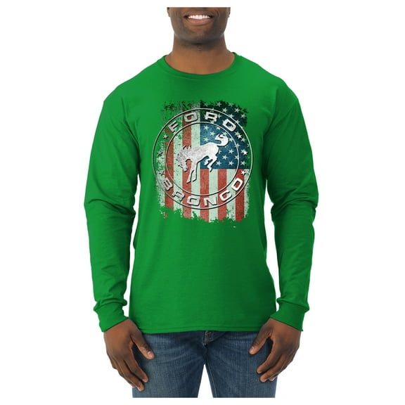 Wild Bobby US Flag Ford Bronco Men Long Sleeve Shirt