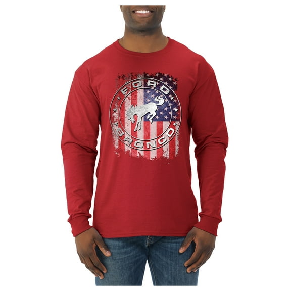 Wild Bobby US Flag Ford Bronco Men Long Sleeve Shirt