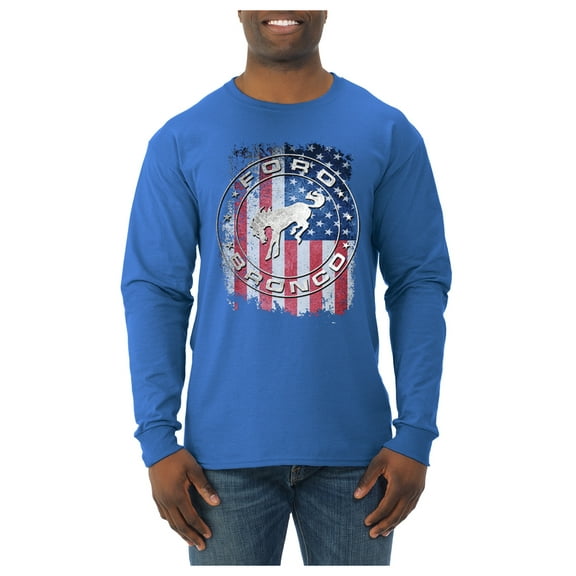 Wild Bobby US Flag Ford Bronco Men Long Sleeve Shirt