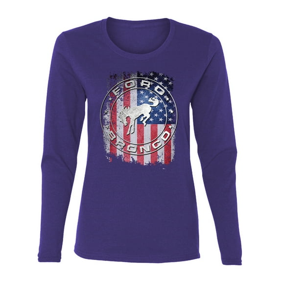 Wild Bobby US Flag Ford Bronco Women Graphic Long Sleeve Tee