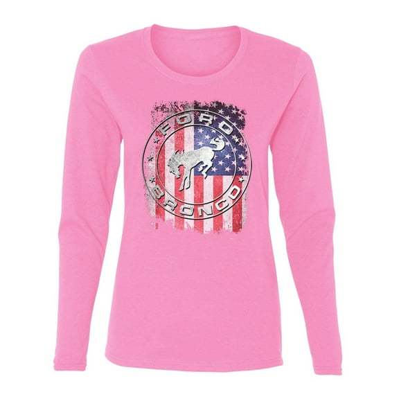 Wild Bobby US Flag Ford Bronco Women Graphic Long Sleeve Tee