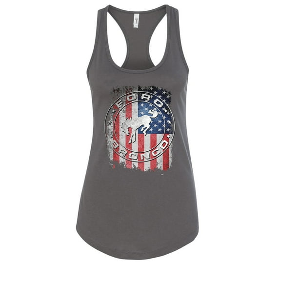 Wild Bobby US Flag Ford Bronco Women Racerback Tank Top