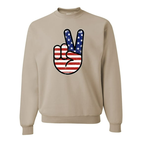 Wild Bobby USA Flag Peace Sign Hand Unisex Crewneck Sweatshirt