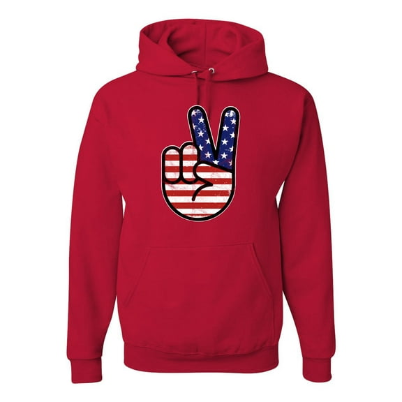 Wild Bobby USA Flag Peace Sign Hand Unisex Hoodie Sweatshirt