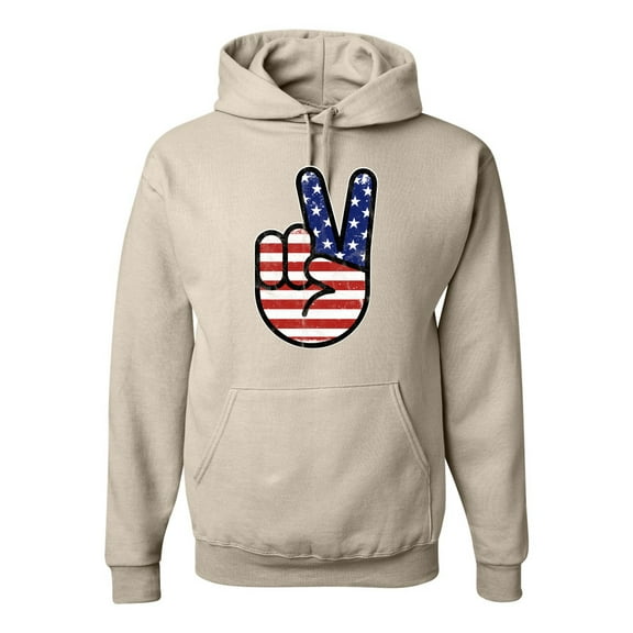 Wild Bobby USA Flag Peace Sign Hand Unisex Hoodie Sweatshirt