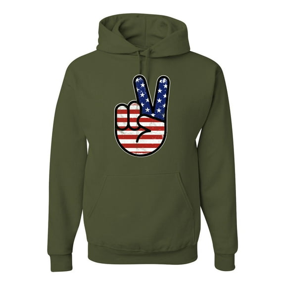 Wild Bobby USA Flag Peace Sign Hand Unisex Hoodie Sweatshirt