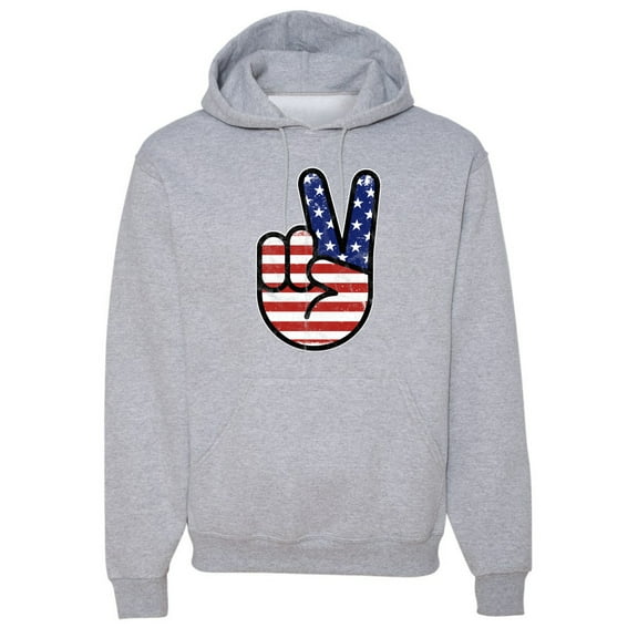 Wild Bobby USA Flag Peace Sign Hand Unisex Hoodie Sweatshirt