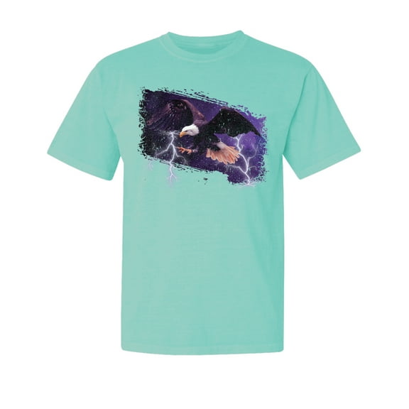 Wild Bobby, USA Freedom Eagle Portrait, Animal Lover, Garment-Dyed Washed Look Short Sleeve T-Shirt, Mint, Small