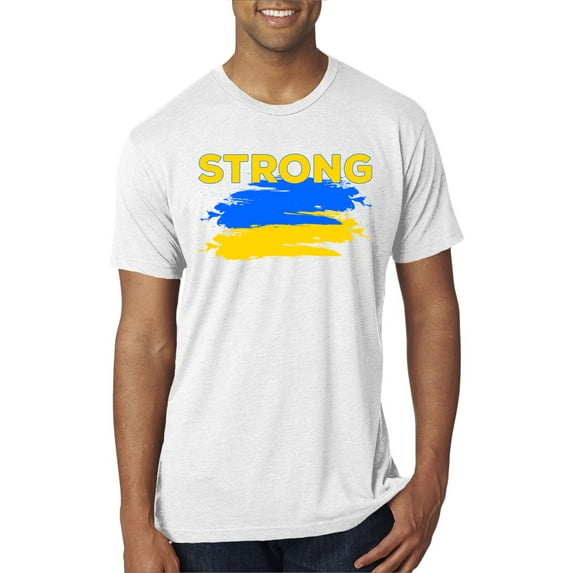Wild Bobby, Ukranian Strong Vintage Mens Premium Tri Blend T-Shirt, Heather White, Small