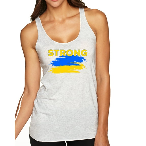 Wild Bobby, Ukranian Strong Vintage Tri-Blend Racerback Tank Top, Heather White, X-Large