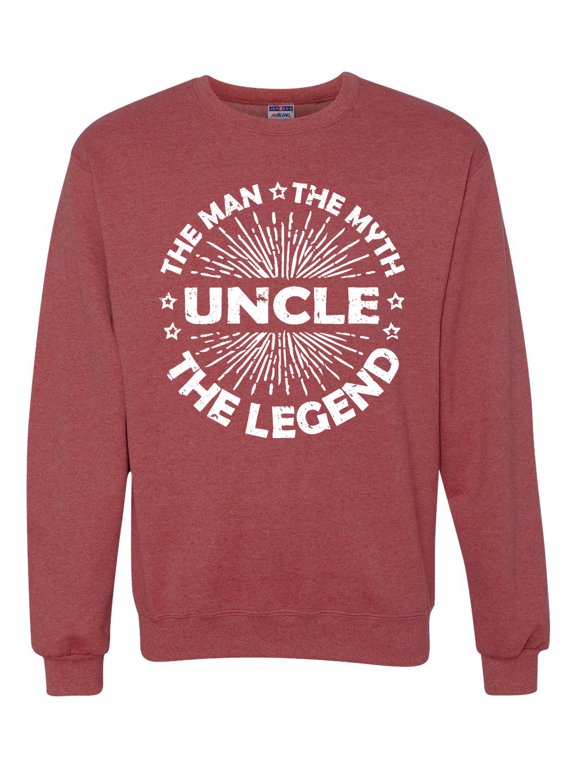 , Uncle Man Myth Legend Funny Dad Uncle Papa Granpa Dad Gift, Father's Day, Unisex Crewneck Graphic Sweatshirt, Vintage Heather Red, XX-Large