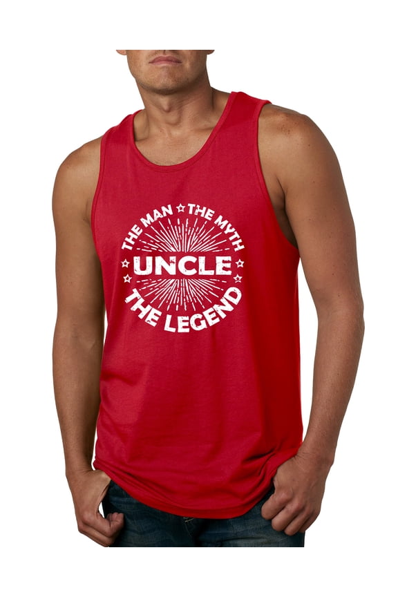 , Uncle Man Myth Legend Funny Dad Uncle Papa Granpa Dad Gift, Father's Day, Men Graphic Tank Top, Red, Large