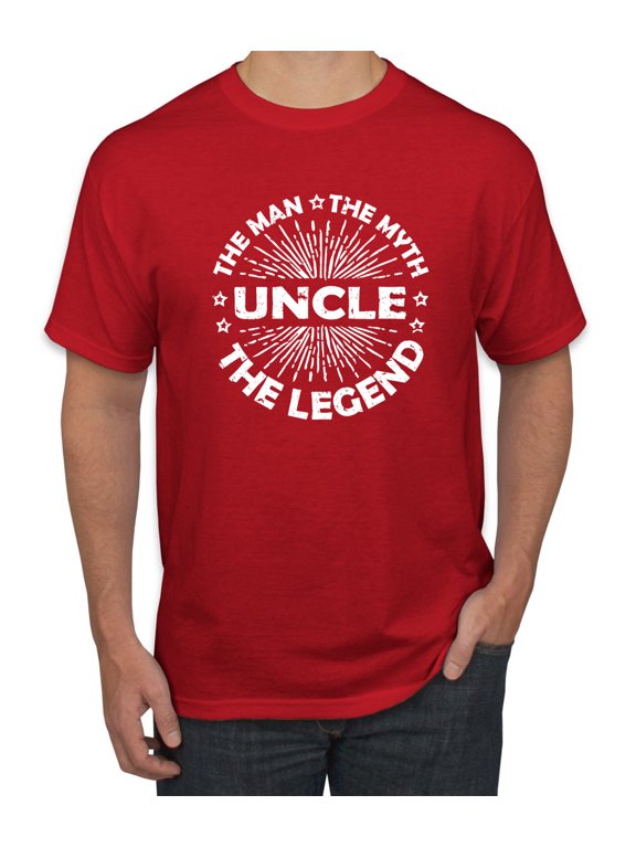 , Uncle Man Myth Legend Funny Dad Uncle Papa Granpa Dad Gift, Father's Day, Men Graphic Tee, Red, Medium