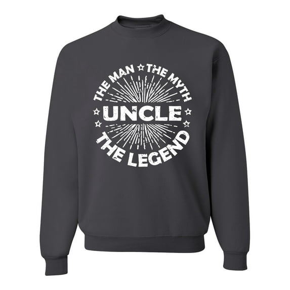 Wild Bobby, Uncle Man Myth Legend Funny Dad Uncle Papa Granpa Dad Gift, Father's Day, Unisex Crewneck Graphic Sweatshirt, Charcoal, X-Large