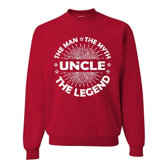 Wild Bobby, Uncle Man Myth Legend Funny Dad Uncle Papa Granpa Dad Gift, Father's Day, Unisex Crewneck Graphic Sweatshirt, Red, 3X-Large
