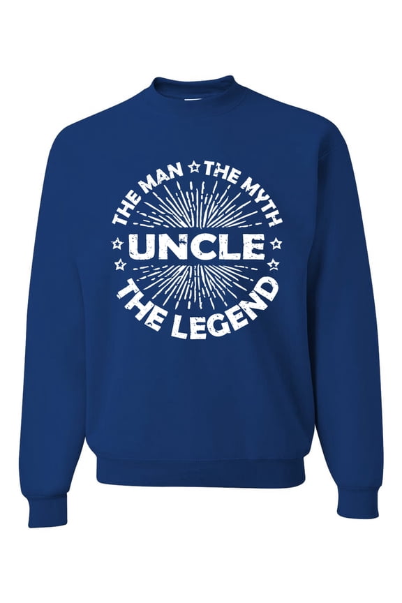 , Uncle Man Myth Legend Funny Dad Uncle Papa Granpa Dad Gift, Father's Day, Unisex Crewneck Graphic Sweatshirt, Royal, Medium