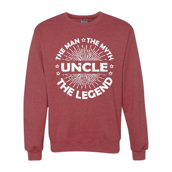 Wild Bobby, Uncle Man Myth Legend Funny Dad Uncle Papa Granpa Dad Gift, Father's Day, Unisex Crewneck Graphic Sweatshirt, Vintage Heather Red, Large