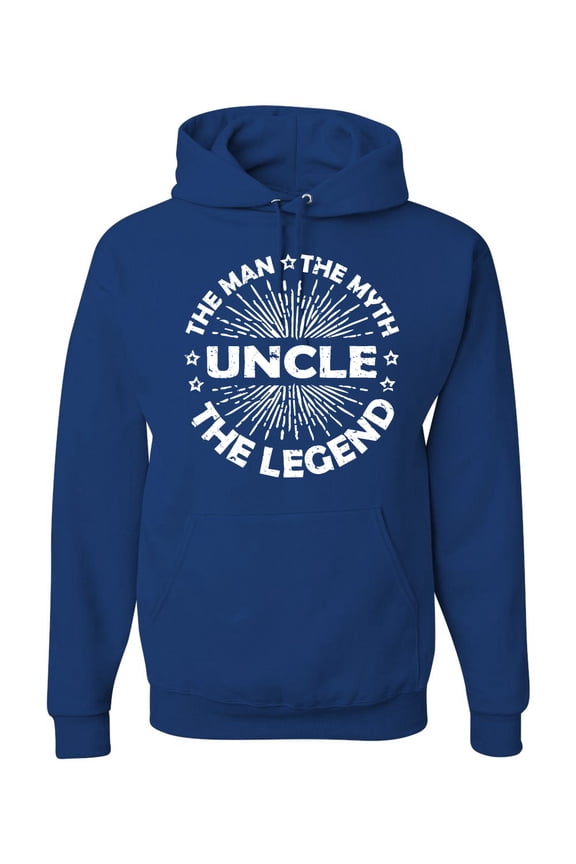 , Uncle Man Myth Legend Funny Dad Uncle Papa Granpa Dad Gift, Father's Day, Unisex Graphic Hoodie Sweatshirt, Royal, Medium
