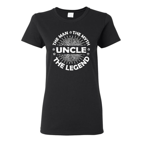 Wild Bobby, Uncle Man Myth Legend Funny Dad Uncle Papa Granpa Dad Gift, Father's Day, Women Graphic Tee, Black, Small