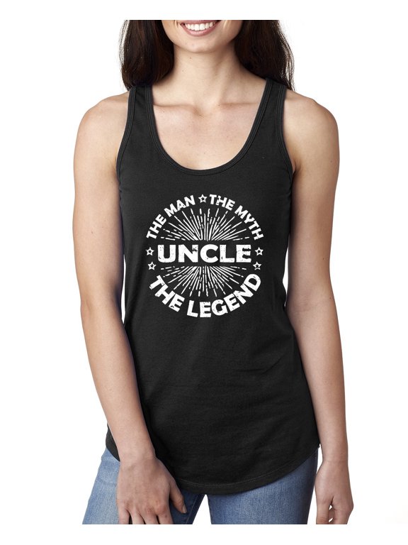 , Uncle Man Myth Legend Funny Dad Uncle Papa Granpa Dad Gift, Father's Day, Women Racerback Tank Top, Black, Large