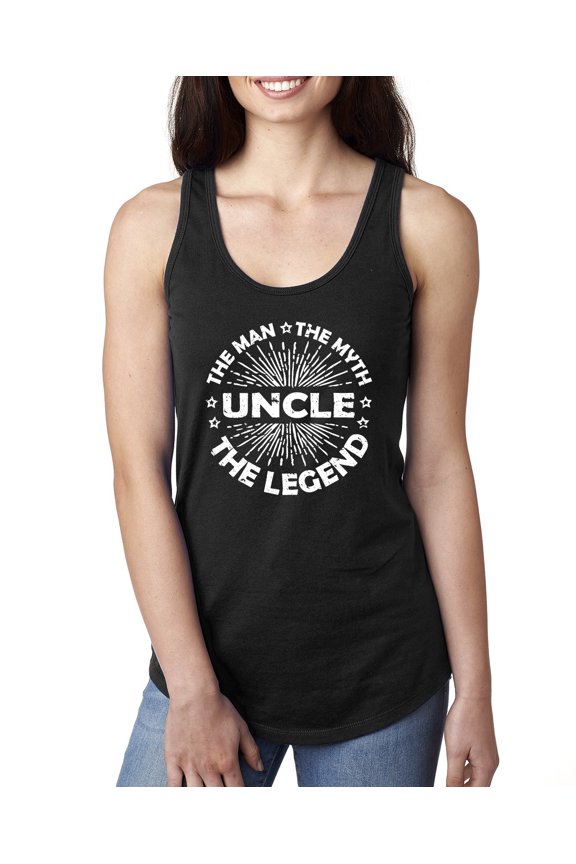 , Uncle Man Myth Legend Funny Dad Uncle Papa Granpa Dad Gift, Father's Day, Women Racerback Tank Top, Black, Small