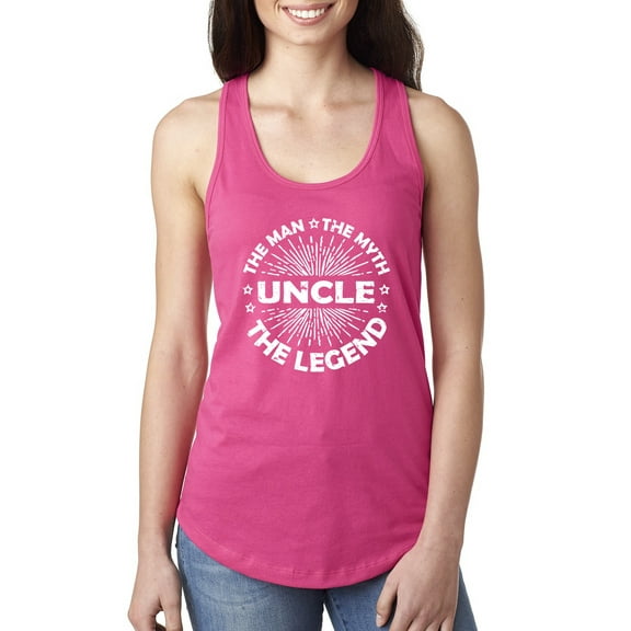 Wild Bobby, Uncle Man Myth Legend Funny Dad Uncle Papa Granpa Dad Gift, Father's Day, Women Racerback Tank Top, Raspberry, Medium